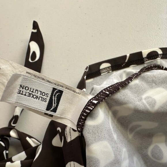 Vintage Y2K Silhouette Solutions Halter Tankini Top Brown & White Abstract Print - Picture 9 of 14